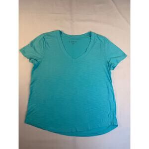 LOFT V Neck T-Shirt Turquoise Blue Short Sleeve Women’s Medium Casual Tee